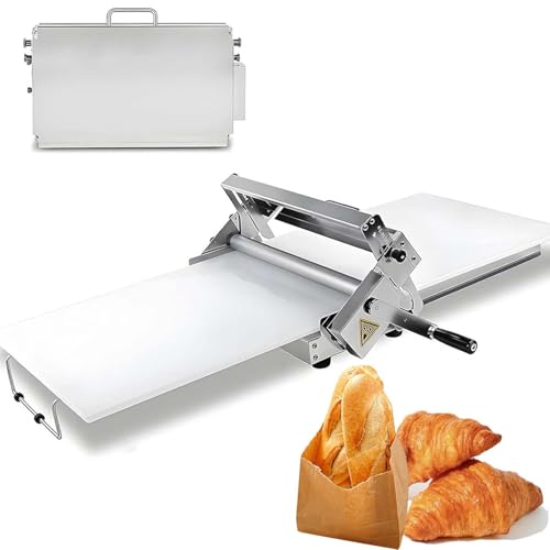 Faltbare Edelstahl-Teigausrollmaschine, manuell, 0-25 mm Stärke einstellbar, platzsparend, ideal für Pizza, Croissants, Blätterteig, Hausküche, Konditorei, Gastronomie(90x40cm) von zhenmaster