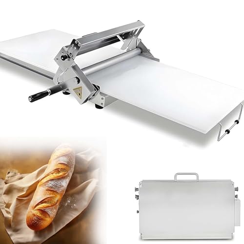 Faltbare manuelle Edelstahl-Teigausrollmaschine, 0-25 mm Stärke, Handkurbel, platzsparend, perfekt für Pizza, Croissants, Blätterteig, Bäckerei, Café und Gastronomie(90x40cm) von zhenmaster