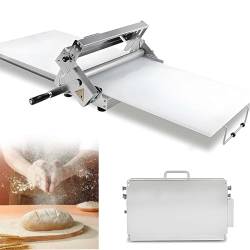 Faltbarer manueller Teigausroller aus Edelstahl, 0-25 mm einstellbar, Handkurbel, platzsparend, perfekt für Pizza, Croissants, Blätterteig, Gastronomie und Hausküche(60x30cm) von zhenmaster