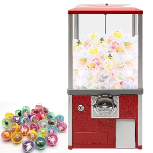Gashapon Maschine, Große Gewerbliche Kaugummiautomat, Münzbetriebene Süßigkeitenautomat, 360 Grad Rotierende Kapselautomat Für Einkaufszentren Und Freizeitparks(Red) von zhenmaster