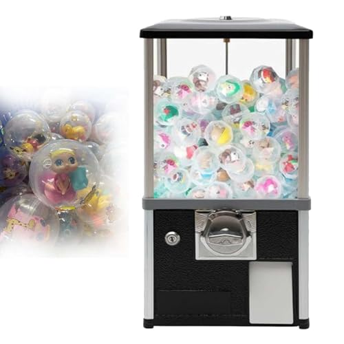 Große Gashapon Maschine, Gewerbliche Spielzeugautomat, Münzbetriebene Kaugummiautomat, 360 Grad Rotierende Süßigkeitenautomat Für Einkaufszentren, Spielhallen Und Freizeitparks(Black) von zhenmaster