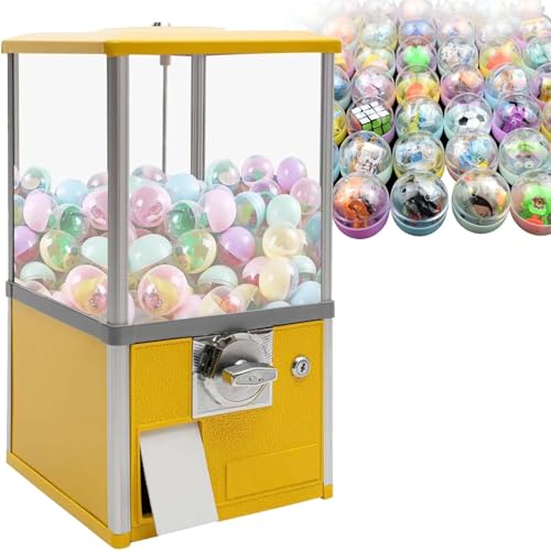 Große Kapselautomat, Gashapon Spielzeugautomat, Münzbetriebene Süßigkeitenautomat, 360 Grad Rotierende Vending Maschine Für Einkaufszentren, Spielhallen Und Freizeitparks(Yellow) von zhenmaster