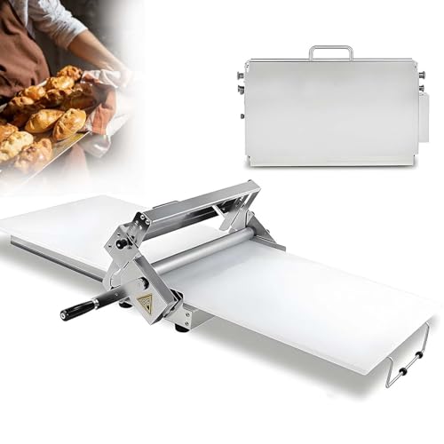 Hochwertige faltbare Teigausrollmaschine, Edelstahl, manuelle Handkurbel, 0-25 mm einstellbar, ideal für Pizza, Croissants, Blätterteig, Küche, Konditorei, Bäckerei(60x30cm) von zhenmaster