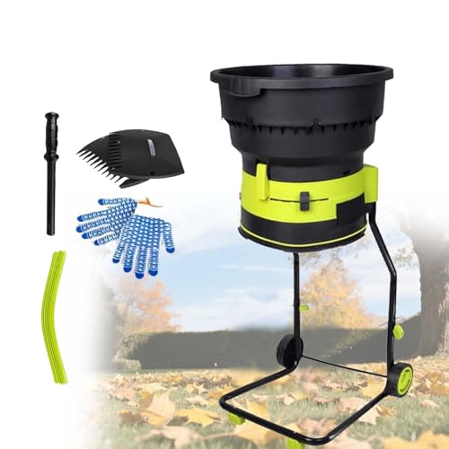Komposthäcksler 2500W Elektrisch Mit 8000RPM Starker Motorleistung, 17:1 Zerkleinerung, Sicherem Messerlos-System, Sammelsack, Rädern Und Überlastschutz(Powercordx50m) von zhenmaster