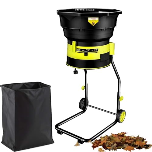 Kompostschredder Garten 2500W Elektrisch Mit 8000RPM, 17:1 Zerkleinerung, Sicheres Messerlos-System, Rädern, Sammelsack, Überlastschutz Und Praktischer Bedienung(Powercordx10m) von zhenmaster