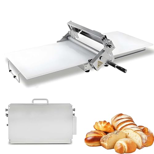 Manuelle Teigausrollmaschine klappbar, Edelstahl Teigroller 0–25 mm einstellbar, 10 Stufen, leise Handkurbel, platzsparend, ideal für Pizza, Croissants, Blätterteig, Konditorei(60x30cm) von zhenmaster