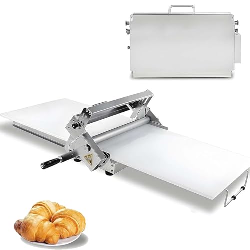Professionelle manuelle Teigausrollmaschine, Edelstahl, 0-25 mm einstellbar, faltbar und platzsparend, für Pizza, Croissants, Bäckerei, Konditorei, Gastronomie(60x30cm) von zhenmaster