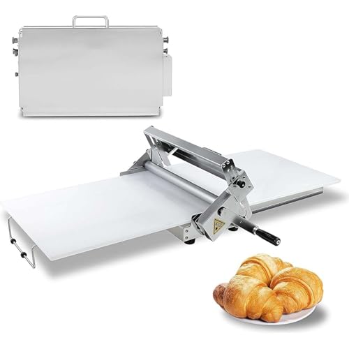 Teigausrollmaschine manuell, faltbar und platzsparend, Edelstahl, 0-25 mm Stärke, Handkurbel, perfekt für Pizza, Croissants, Backwaren, Küche, Café und Konditorei(90x40cm) von zhenmaster