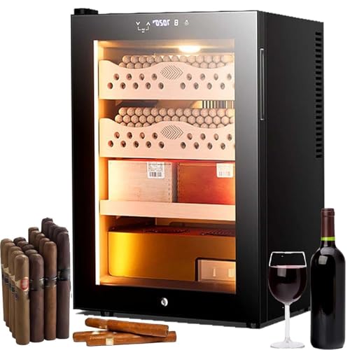 zhenmaster Zigarrenhumidor 50L Elektrisch Mit Konstanter Temperatur Und Feuchtigkeit, 200-300 Zigarren Lagerung, Spanisches Zedernholz, Hygrometer, Touchscreen Steuerung, Geschenkidee(Winecabinet) von zhenmaster