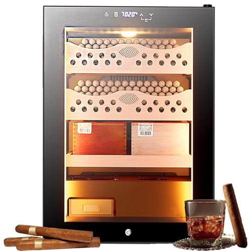 zhenmaster Zigarrenlagerschrank Elektrisch 50L Mit Konstanter Temperatur Und Luftfeuchtigkeit, Spanisches Zedernholz, Platz Für 200-300 Zigarren, Digitales Hygrometer, Geschenk(Cigarcabinet) von zhenmaster