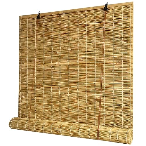 Bambus Rollo Jalousine Bambusrollo,Natur Holzrollos,Sonnenschutz und Sichtschutz Rollo Seitenzugrollo,Für Terrasse/Garten/Fenster/Tür/Küche,Grundfarbe (110 x 200 cm) von zhijiaqian456