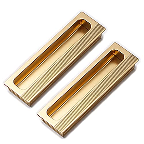 Muschelgriff Schiebetür eckig Einlassgriff Schiebetürgriff Edelstahl poliert Möbelgriff Gold beschichtet 2 Stück Griff Muschel zum Einlassen (160mm,A) von zhijiaqian456