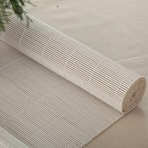 Weiß Bambusrollo Sonnenschutz Sichtschutz Rollo Seitenzugrollo Raffrollos, Natur Holzrollos,für Fenster und Türen,Anpassbar (130 x 140 cm) von zhijiaqian456