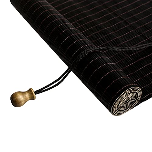 zhijiaqian456 Bambusrollo Sonnenschutz Sichtschutz Rollo Seitenzugrollo Raffrollos, Natur Holzrollos,für Fenster und Türen,Schwarz,Anpassbar (150 x 250 cm) von zhijiaqian456