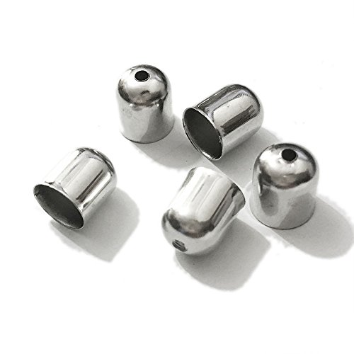 50 Quaste Nabenkappen Charms verarbeitet Ende Beads Leder Bindekordeln Schnalle Spitze 8x9mm Rhodium Plated von ZHITENG