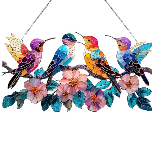 Kolibri-Sonnenfänger zum Aufhängen am Fenster – Acryl, bunte Vogel-Sonnenfänger – Buntglas-Stil – Ornament für Zuhause, Wohnzimmer, Garten – Vogelliebhaber-Geschenk Kolibri-Sonnenfänger zum Aufhängen am Fenster – Acryl, bunte Vogel-Sonnenfänger – Buntglas-Stil – Ornament für Zuhause, Wohnzimmer, Garten – Vogelliebhaber-Geschenk von zhongko