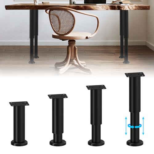 zhongko Möbelfüße Set 4Pcs Verstellbare Möbelfüße 12-18cm Kaltgewalzter Stahl Möbelfüße Höhenverstellbar für Möbel Sofa Bett Nachttisch Schrank Kabinett (Schwarz, 12-18cm) von zhongko