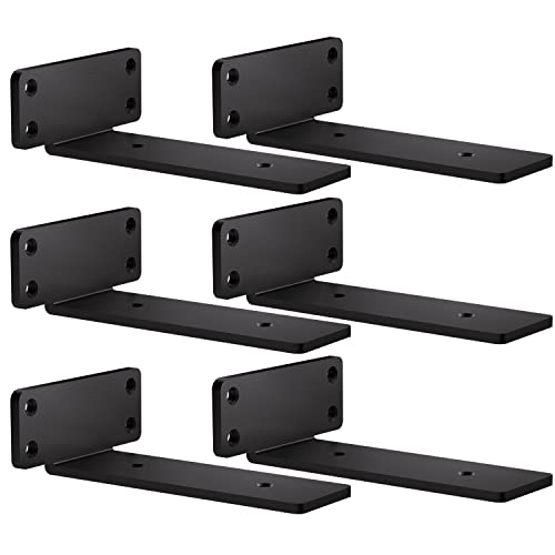 zhongko Regalhalterung 6Pcs Schwerlastwinkel für Holz Diele 12 Zoll Regalträger Schwarz Schwerlast Metall L Regalbrett Halterung für Wand Montiert (Schwarz, 12in-6pcs) von zhongko