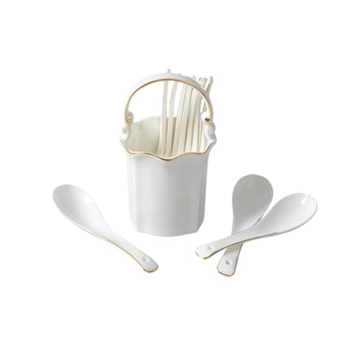 Löffel, 10er Set Servierlöffel aus Bone China, Löffel mit Käfig von zhongqunli