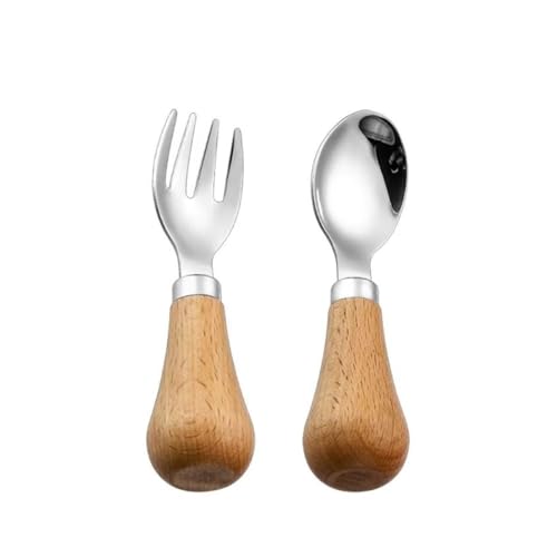 Löffel, 2-teiliges Set aus Edelstahllöffeln und Holzgriffen, Besteck for den Heimgebrauch von zhongqunli