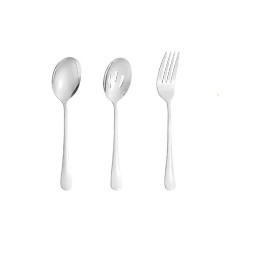 Löffel, 3-teiliger Servierlöffel aus Edelstahl, Utensilienlöffel-Buffet-Set(Silver) von zhongqunli