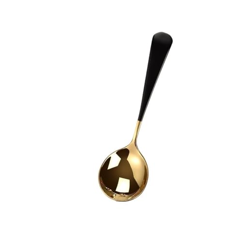Löffel, Edelstahl-Tafellöffel mit langem Griff, Haushaltssuppenlöffel(Black) von zhongqunli