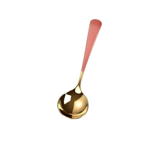 Löffel, Edelstahl-Tafellöffel mit langem Griff, Haushaltssuppenlöffel(Pink) von zhongqunli