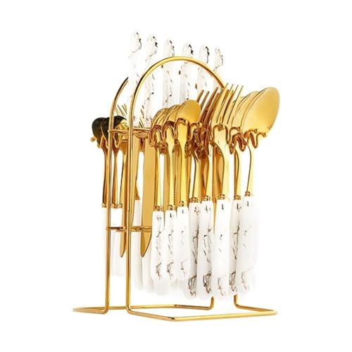 Löffel, Geschenkset 24-teilig Messer, Gabel & Löffel, Edelstahl- & Keramikgeschirr von zhongqunli