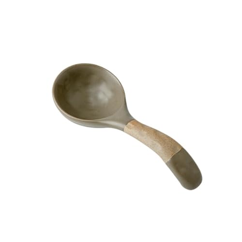 Löffel, Grober Keramik-Suppenlöffel im Vintage-Stil, verdickter Servierlöffel mit langem Griff(Curry) von zhongqunli