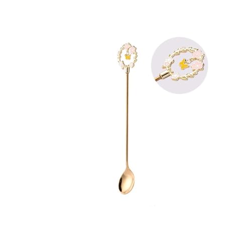 Löffel, Kaffeelöffel mit langem Griff, kleiner Haushaltslöffel aus Edelstahl(Yellow) von zhongqunli