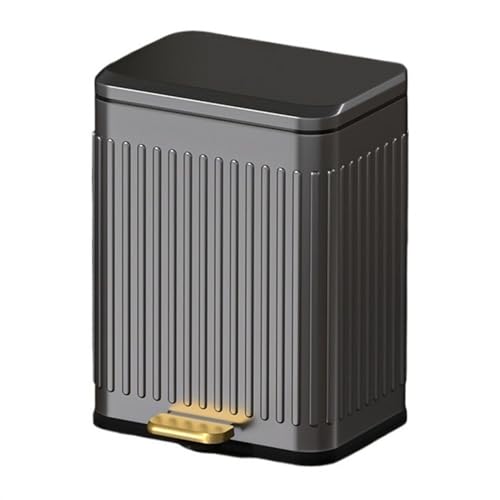 Mülleimer für den Innenbereich Luxuriöser Mülleimer aus Edelstahl mit Deckel mit Absenkautomatik, durch Tretöffnen zu öffnender Mülleimer, Fingerabdrucksicher, Retro-Papierkorb mit Pedal und Inneneins von zhongqunli