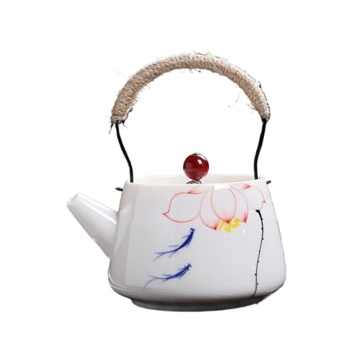 Teekanne, Keramik-Kung-Fu-Teekanne mit Sieb – Teeservice for Zuhause(Orange-white) von zhongqunli