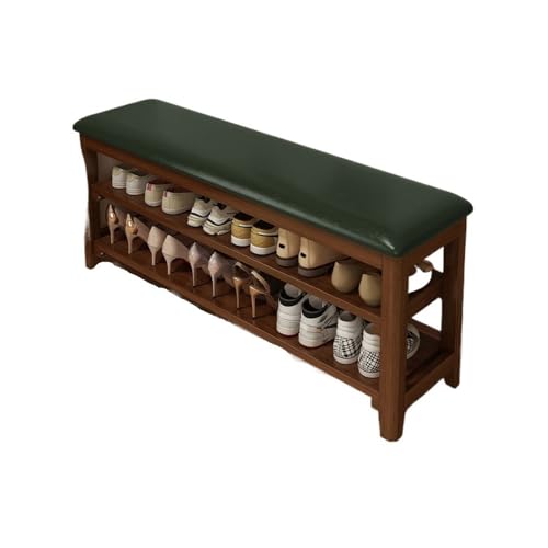 zhongqunli Eingangsbank, Gepolsterte Schuhbank aus Massivholz – Leichter, luxuriöser, multifunktionaler Schuhschrank(Green,100cm) von zhongqunli
