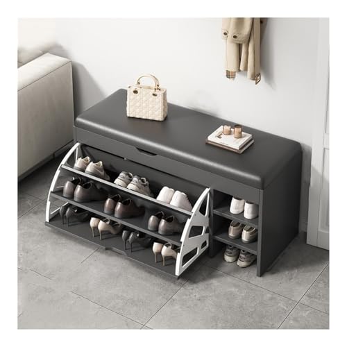 zhongqunli Eingangsbank, Multifunktionaler Schuhhocker - Schuhbank for den Eingangsbereich mit Stauraum, platzsparender Sitz for den Eingangsbereich(Dark Gray,80cm) von zhongqunli
