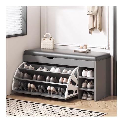 zhongqunli Eingangsbank, Multifunktionaler Schuhhocker - Schuhbank for den Eingangsbereich mit Stauraum, platzsparender Sitz for den Eingangsbereich(Light Gray,80cm) von zhongqunli