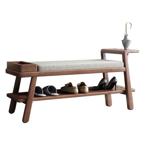 zhongqunli Eingangsbank, Schuhbank aus massivem Walnussholz, stabiles Schuhregal und Sitz aus Holz for den Eingangsbereich von zhongqunli