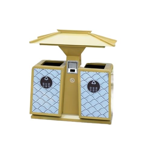 zhongqunli Hundekot-Mülleimer draußen, Edelstahl-Mülleimer for den Außenbereich – Großer Park-Abfalleimer for landschaftlich reizvolle Bereiche(Gold) von zhongqunli