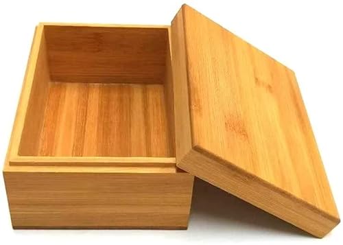 Bambus Holz Aufbewahrungsbox mit Deckel Kombination Natur Himmel und Erde Abdeckung Holzkiste Holzverpackung Geschenkbox Aufbewahrung Teebox (6.3x4.72x2.76cm) von zhou