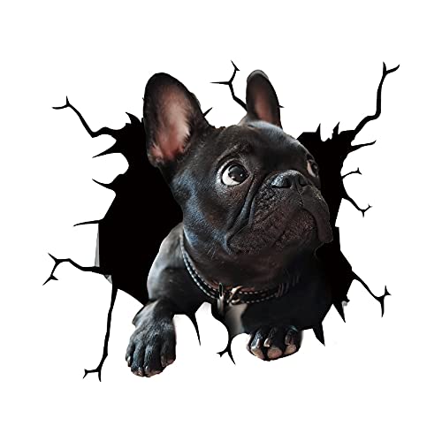 3D Hund Aufkleber schwarz - französische, Kühlschrank Frenchie Aufklebers, Bulldogge Aufkleber für Wand, 3D Stereo Hunde Auto Aufkleber Wandaufkleber Lustige Deko Styling süß Hund decal (30cm-01) von zhushuGG
