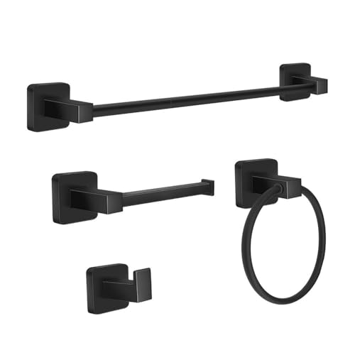 Handtuchhalter, Badezimmer-Hardware-Set aus mattschwarzem Edelstahl, 4-teilig, mit 24-Zoll-Handtuchstange Handtuchhalter, Badezimmer-Hardware-Set aus mattschwarzem Edelstahl, 4-teilig, mit 24-Zoll-Handtuchstange von zhuyanbo007