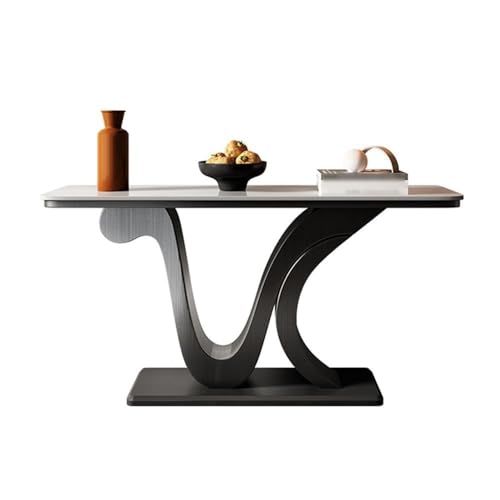 zhuyanbo007 Eingangstisch 47,24" schmaler Konsolentisch, Kunstmarmorplatte und schwarzer Rahmen, Sofatisch for den Eingangsbereich für Eingangsbereich, Flur, Wohnzimmer, Foyer von zhuyanbo007