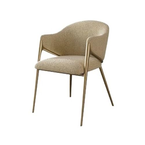 zhuyanbo007 Esszimmerstuhl Akzentstuhl aus Kunstfell mit tonnenförmiger Rückenlehne und Metallbeinen for das Wohnzimmer Für Esstische, Schreibtische und Kommoden(Khaki) von zhuyanbo007