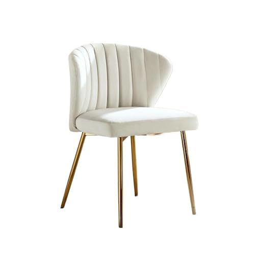 zhuyanbo007 Esszimmerstuhl Samt-Akzentstuhl, Moderne getuftete Rückenlehne, Metallbeine for das Wohnzimmer Für Esstische, Schreibtische und Kommoden(Ivory) von zhuyanbo007