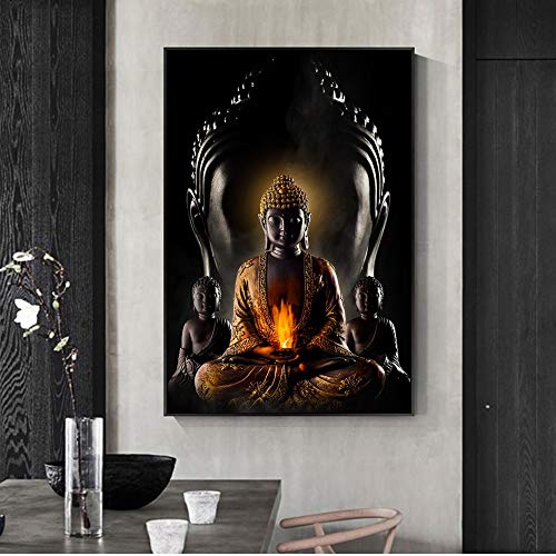 zhuziji Kein RahmenGott Buddha Wandkunst Leinwanddruck auf dem Wandbild Moderne Buddha Leinwand Kunst Leinwand Bild buddhistischen Poster50x75cm von zhuziji