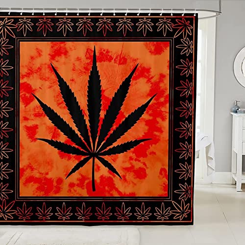 Duschvorhang 180x180 Marihuana-Blatt Duschrollo Wasserabweisend Anti-Schimmel mit 12 Duschvorhangringen, 3D Bedrucktshower Shower Curtains, für Duschrollo für Badewanne Dusche von zhwe