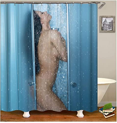 Duschvorhang 180x200 Sexy Frau Duschrollo Wasserabweisend Anti-Schimmel mit 12 Duschvorhangringen, 3D Bedrucktshower Shower Curtains, für Duschrollo für Badewanne Dusche von zhwe