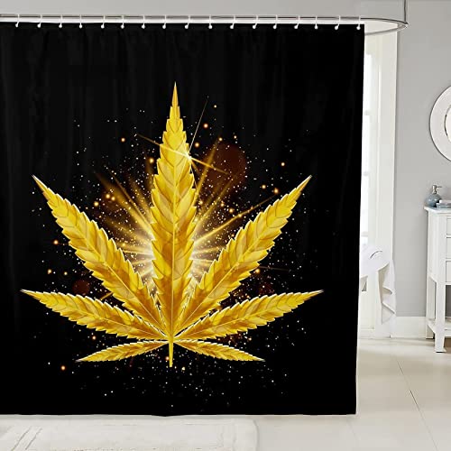 Duschvorhang 200x200 Marihuana-Blatt Duschrollo Wasserabweisend Anti-Schimmel mit 12 Duschvorhangringen, 3D Bedrucktshower Shower Curtains, für Duschrollo für Badewanne Dusche von zhwe