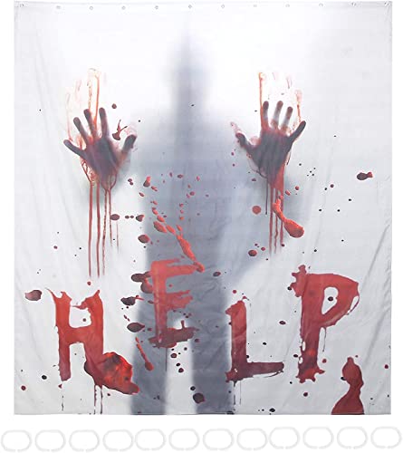 Duschvorhang 240x200 Halloween-Horror Duschrollo Wasserabweisend Anti-Schimmel mit 12 Duschvorhangringen, 3D Bedrucktshower Shower Curtains, für Duschrollo für Badewanne Dusche von zhwe