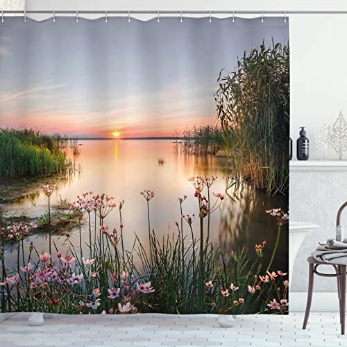 zhwe Duschvorhang 240x200 Natürliche Landschaft Duschrollo Wasserabweisend Anti-Schimmel mit 12 Duschvorhangringen, 3D Bedrucktshower Shower Curtains, für Duschrollo für Badewanne Dusche von zhwe