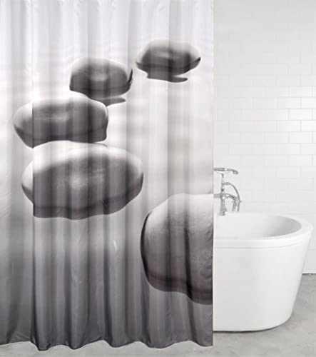 Duschvorhang 240x200 Stein Duschrollo Wasserabweisend Anti-Schimmel mit 12 Duschvorhangringen, 3D Bedrucktshower Shower Curtains, für Duschrollo für Badewanne Dusche von zhwe